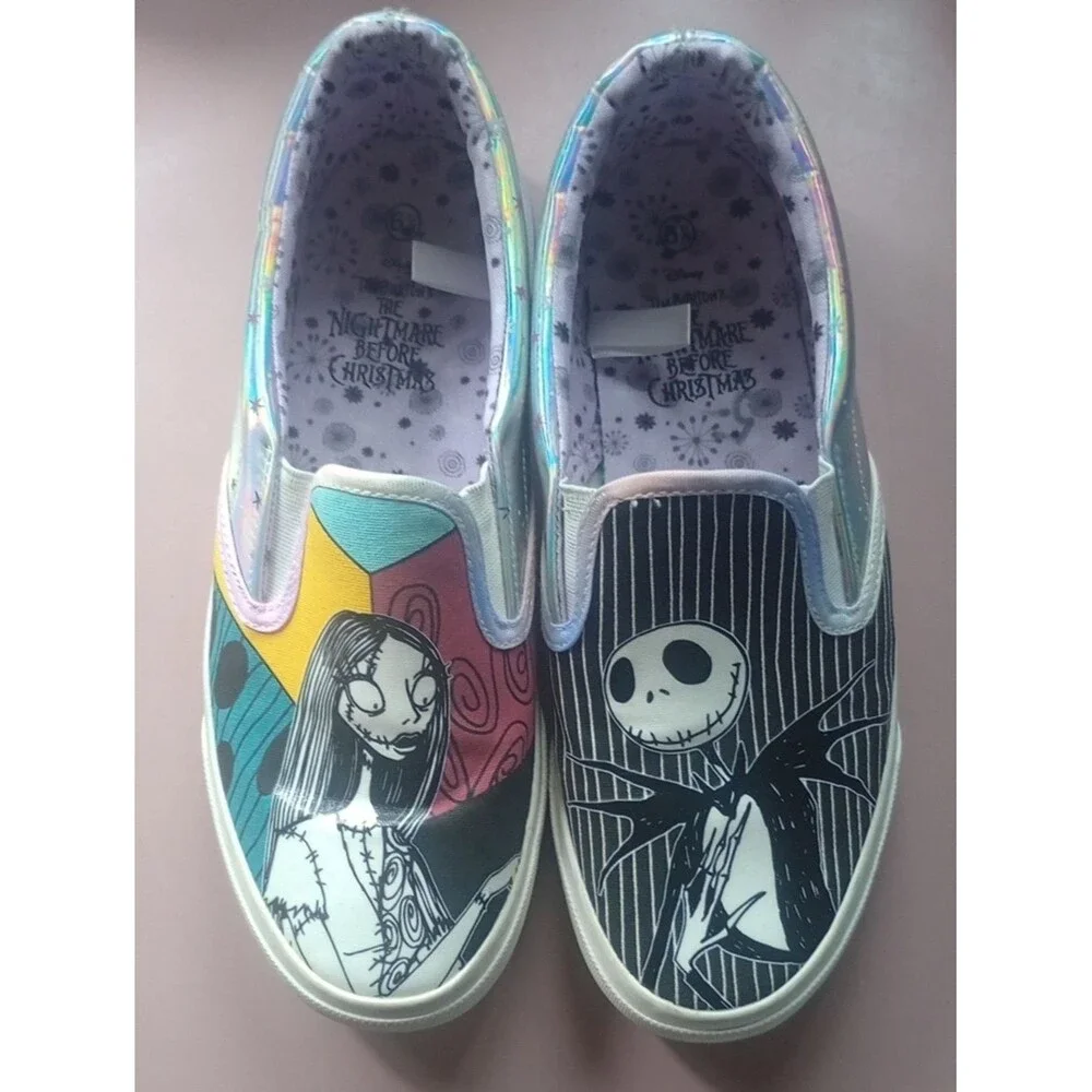 6.5 Disney Ground Up The Nightmare Before Christmas Holographic Slip-On Sneakers